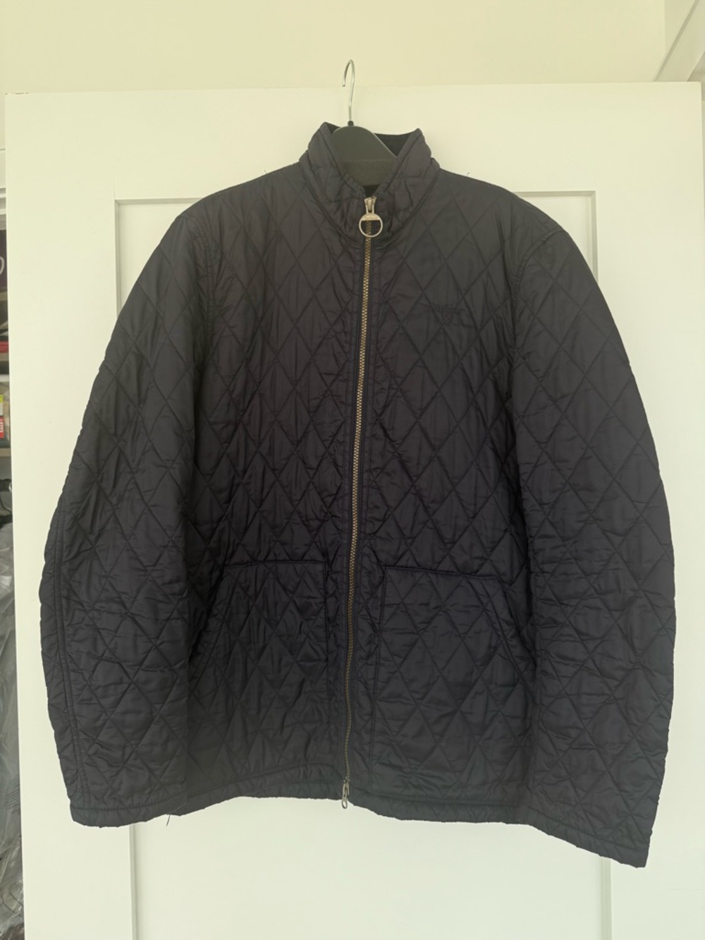 Barbour Navy Quilted Zip-Front Puffer Jacket